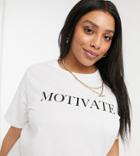 Asos Design Curve T-shirt With Motivate Motif In White