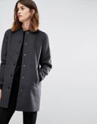 Vero Moda Contrast Rib Long Line Formal Bomber - Gray