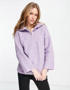 Annorlunda Hooded Half Zip Knit Sweater-purple