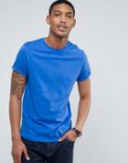 Asos T-shirt With Crew Neck And Roll Sleeve - Blue