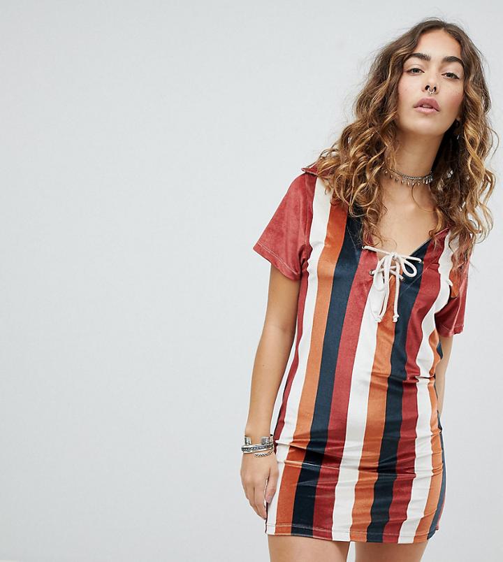 Sacred Hawk Polo Shirt Dress In Velvet Stripe-multi