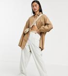 Collusion Organic Cotton Oversized Shirt In Tan-brown