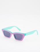 Asos Design Cat Eye Sunglasses In Pink And Aqua Color Block