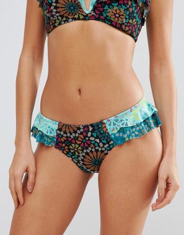 Coco Rave Print Bikini Bottoms - Black