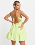Asos Design Square Neck Cami Smock Mini Dress In Check Print-multi
