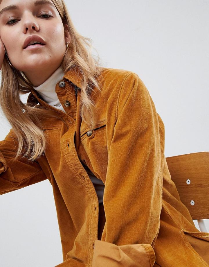 Asos Design Two-piece Cord Shacket In Tan - Tan