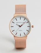 Christin Lars Mesh Strap Watch In Gold With White Dial