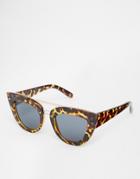 Asos Flat Top Cat Eye Sunglasses With Brow Bar & Nose Bridge - Brown