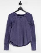 Free People Luella Long Sleeve Jersey Top In Blue-blues