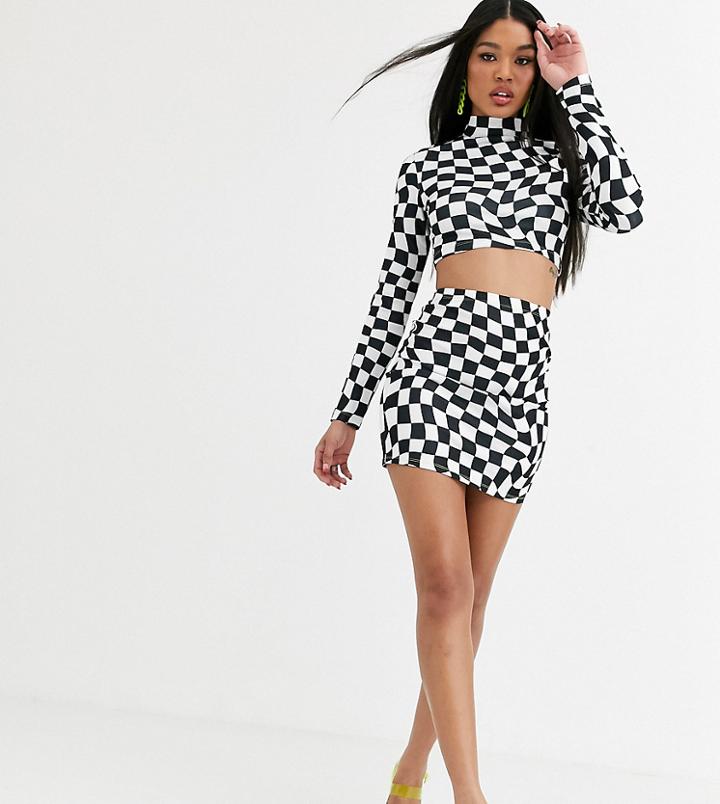 Asos Design X Christian Cowan Checkerboard Bodycon Skirt Two-piece-black