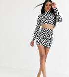 Asos Design X Christian Cowan Checkerboard Bodycon Skirt Two-piece-black