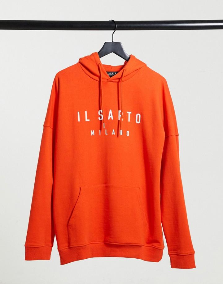 Il Sarto Oversized Hoodie In Off Red
