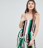 River Island Knot Side Stripe Cami Dress - Pink