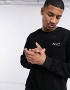 New Look Fleece Nyc Embroidered Sweatshirt In Black