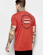 Asos Longline T-shirt With Flag Chest And Back Print - Flame