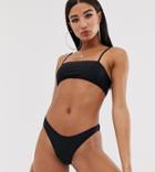 Missguided Mix And Match Strappy Bikini Top In Black - Black
