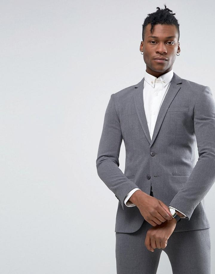 Rogues Of London Super Skinny Suit Jacket - Gray
