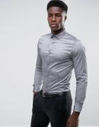 Jack & Jones Premium Skinny Smart Shirt With Contrast Button - Gray