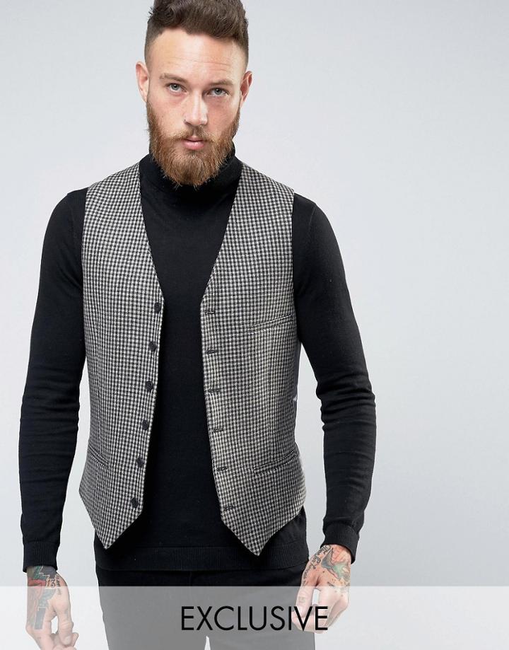 Heart & Dagger Skinny Vest In Check - Blue