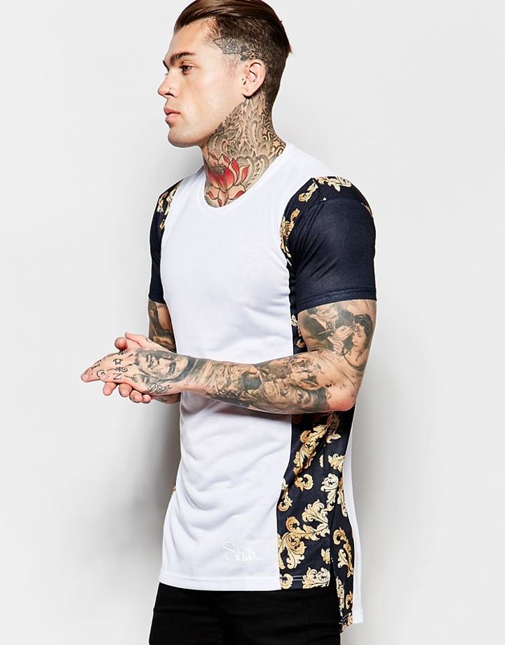 Siksilk Longline T-shirt With Fishtail Hem - Black