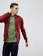 Stradivarius Full Zip Knit Cardigan In Burgundy - Red