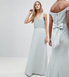 Maya Sleeveless Sequin Bodice Maxi Dress With Cutout And Bow Back Detail - Blue