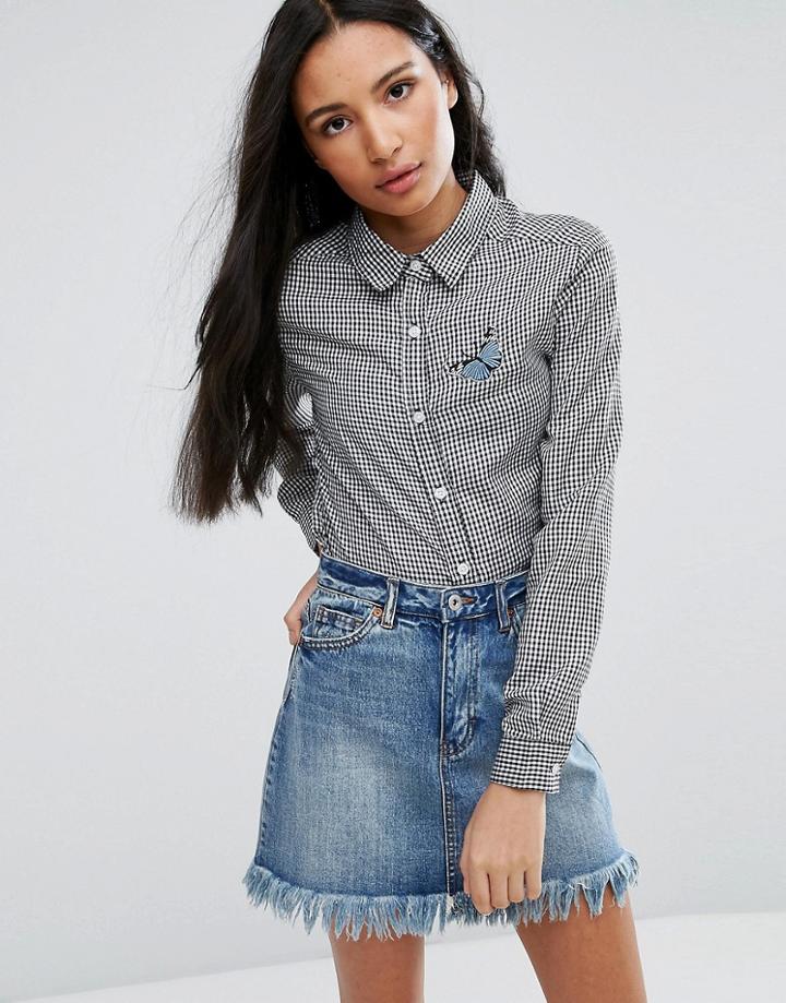 Brave Soul Gingham Blouse - Black