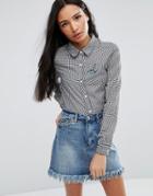 Brave Soul Gingham Blouse - Black