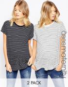 Asos Maternity Easy T-shirt In Stripe 2 Pack - Multi