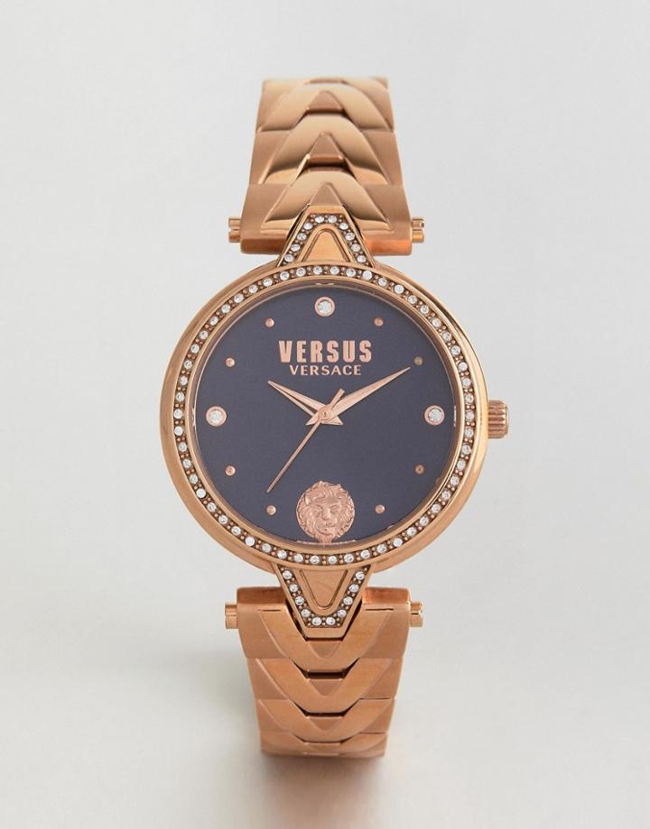Versus Versace Spci38 V Crystal Bracelet Watch In Rose Gold - Gold