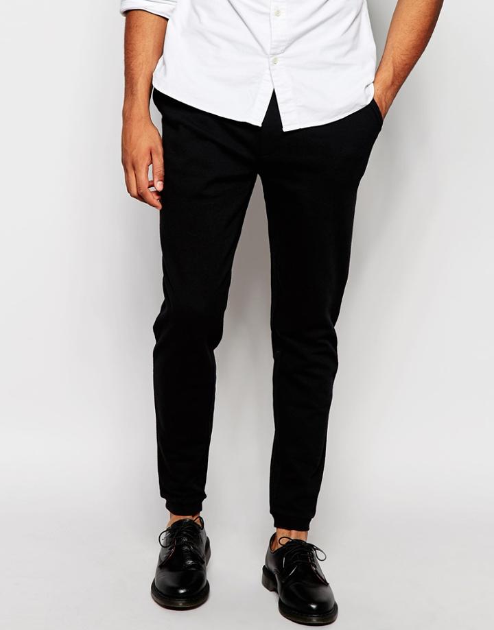 Asos Skinny Joggers With Button Fly Detail - Black1