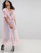 Monki Ruffle Tulle Dress - Pink