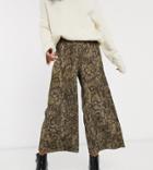 Asos Design Petite Snake Print Plisse Culotte-multi