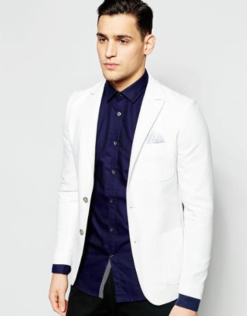 Vito Textured Blazer In Slim Fit - White