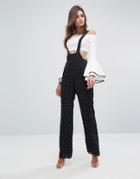 Fashion Union Overall Jumpsuit In Polka Dot - Black