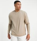 New Look Long Sleeve Oversized T-shirt In Stone-neutral