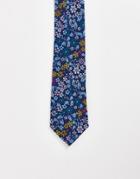 Asos Design Recycled Slim Tie With Ditsy Floral Design In Navy