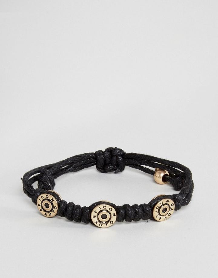 Icon Brand Bullet Cord Bracelet In Black - Black