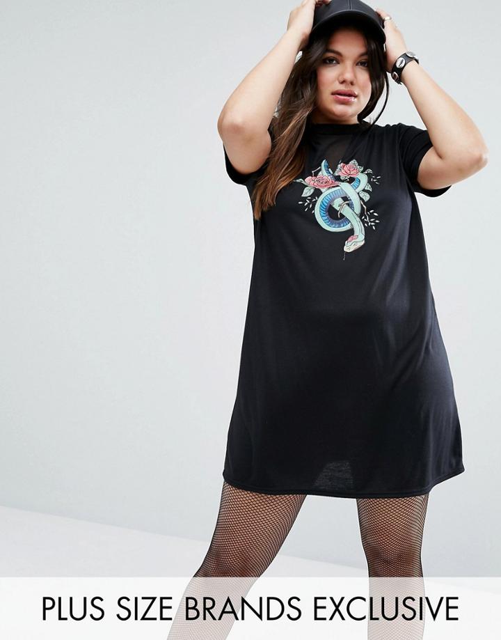 Daisy Street Plus Mesh Insert Jersey Dress - Black