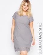 Praslin Plus Size Shift Dress With Laser Cut Hem - Gray
