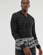 Brave Soul Long Sleeve Shirt With Paisley Print In Black