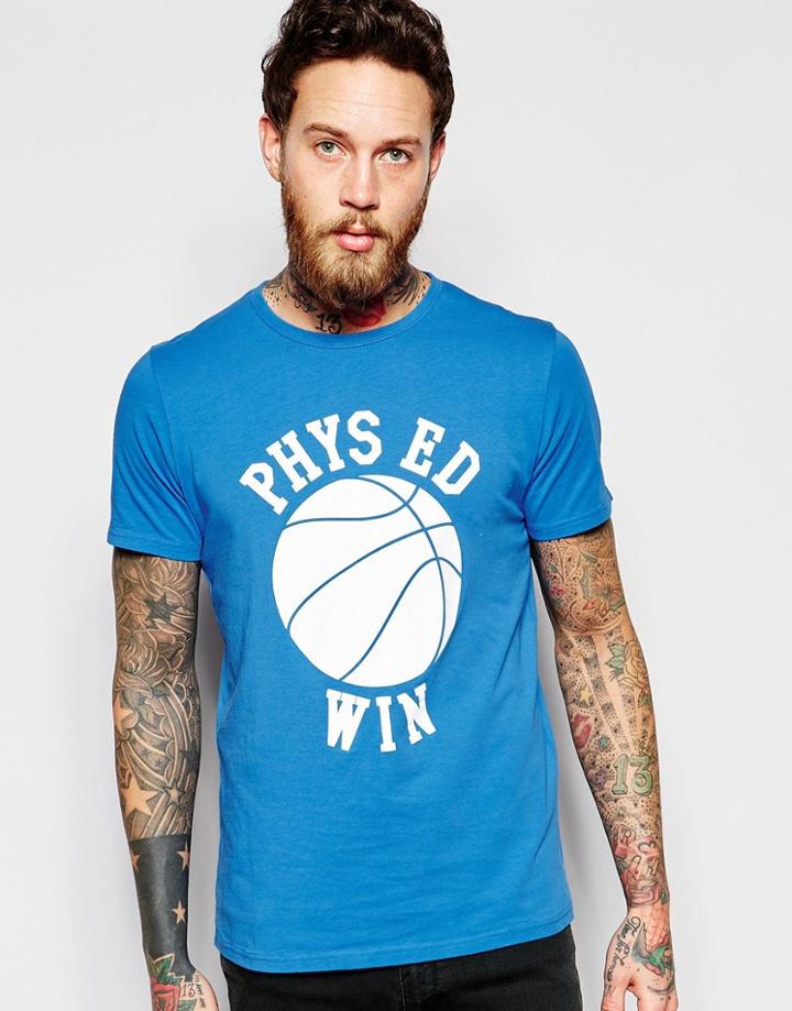 Edwin T-shirt Phys Ed Win Print In Royal Blue - Royal Blue