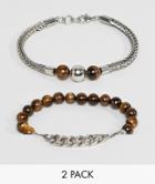 Aldo Beaded & Chain Bracelets In 2 Pack - Brown