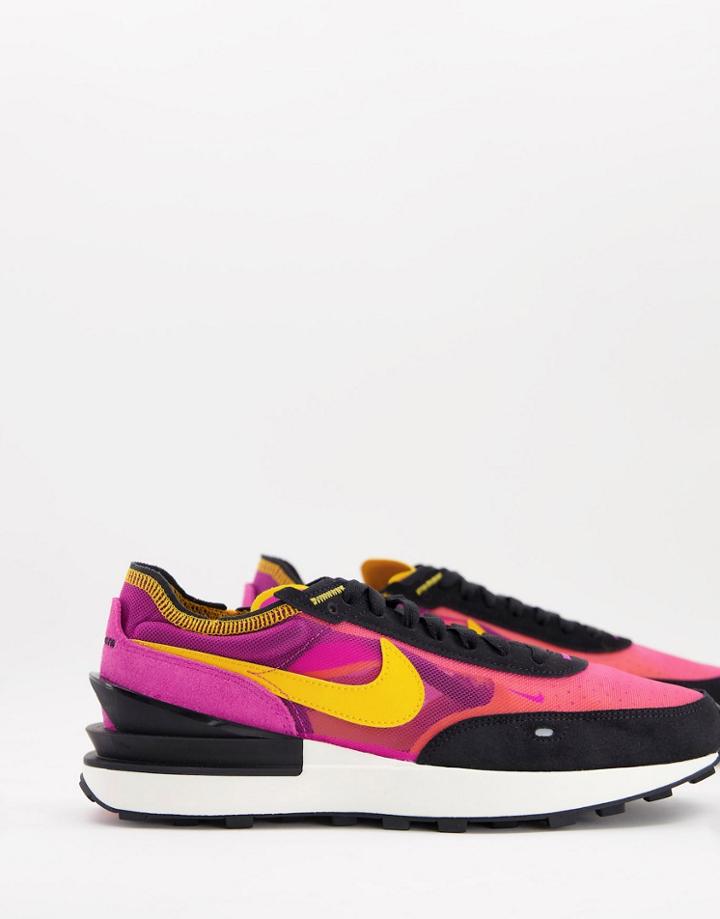 Nike Waffle One Mesh Sneakers In Active Fuschia-pink
