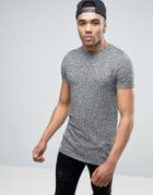 Asos Muscle Longline T-shirt In Charcoal Heavy Rib - Gray