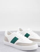 London Rebel Green Side Stripe Lace Up Sneakers