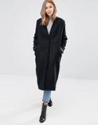 Asos Oversized Coat In Textured Fabric - Black
