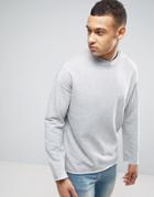 Yourturn Drop Shoulder Sweatshirt With Raw Hem - Gray