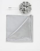 Devils Advocate Floral Pin And Pocket Square-silver