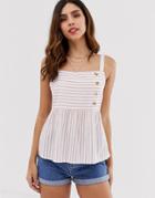 Vero Moda Stripe Button Side Top-multi